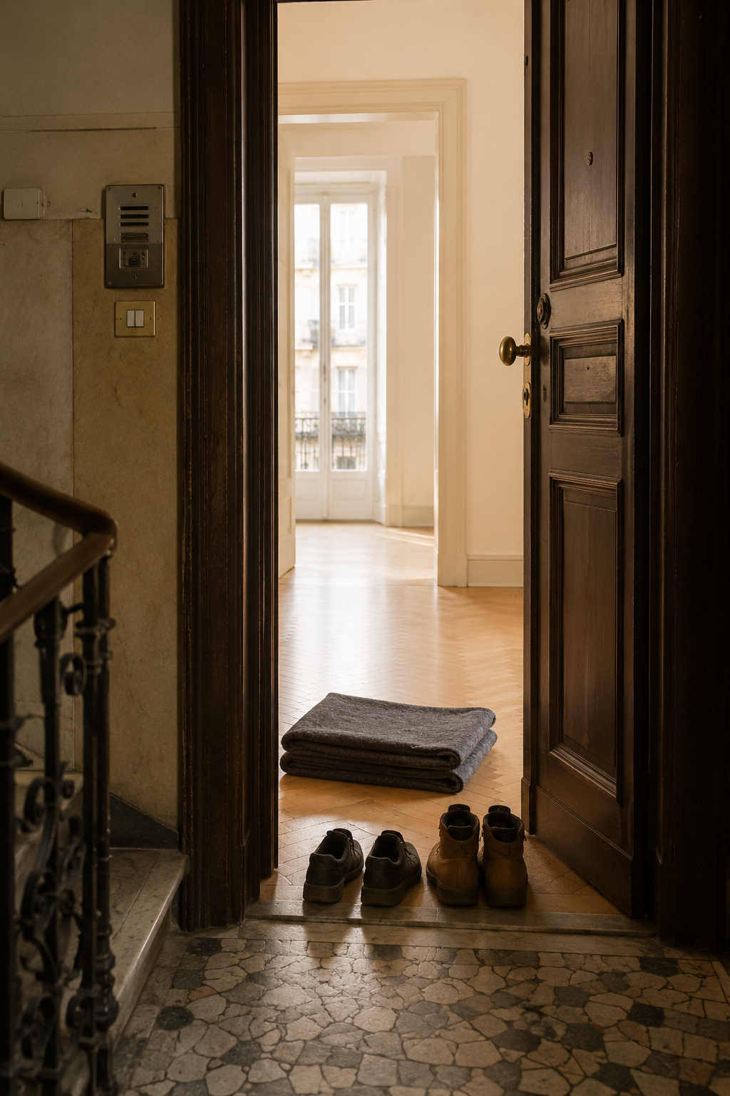 Porta aperta verso un appartamento luminoso